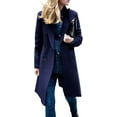 thumbnail image 1 of FUNING Women's Basic Designed Notch Lapel Double Breasted Mid-Long Wool Pea Coat, 1 of 5