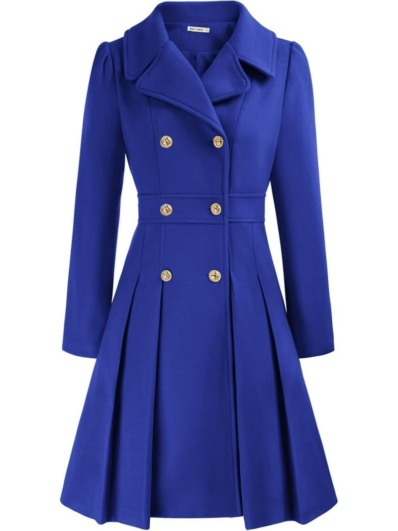 FUNING Women's Fashion Trench Coat Notch Lapel Double Breasted