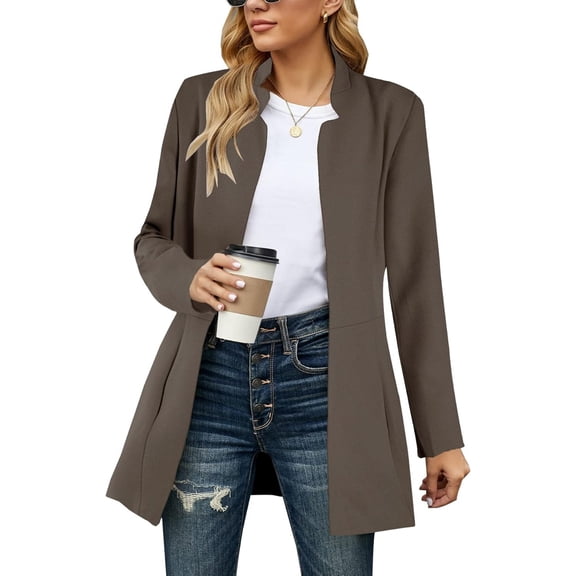 FUNING Women's Long Pea Coats Winter Wool Jackets Lapel Slim Fit Outerwear Dressy Casual Elegant Warm Overcoats