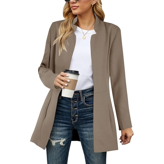 FUNING Women's Long Pea Coats Winter Wool Jackets Lapel Slim Fit Outerwear Dressy Casual Elegant Warm Overcoats