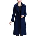 thumbnail image 1 of FUNING Women's Winter Wool Coats Warm Double-breasted Notched Lapel Jackets Midi Long Peacoat Long Sleeve Pea Coats, 1 of 7