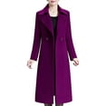 thumbnail image 1 of FUNING Women's Winter Wool Coats Warm Double-breasted Notched Lapel Jackets Midi Long Peacoat Long Sleeve Pea Coats, 1 of 5