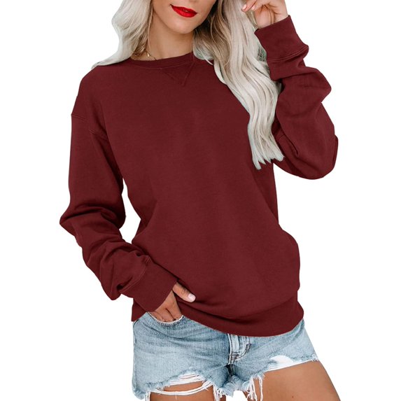 FUNING Womens Casual Long Sleeve Sweatshirt Crew Neck Cute Pullover Relaxed Fit Tops