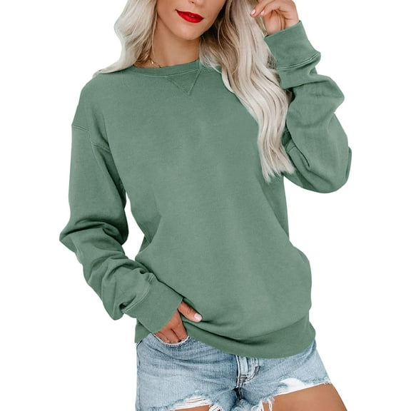 FUNING Womens Casual Long Sleeve Sweatshirt Crew Neck Cute Pullover Relaxed Fit Tops