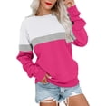 thumbnail image 1 of FUNING  Womens Crew Neck Solid/Color Block Sweatshirts Long Sleeve Casual Lightweight Pullover Tops, 1 of 7