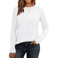 thumbnail image 1 of FUNING Womens Long Sleeve Shirts Pleated Crew Neck Casual Fall Fashion Tops Loose Fit Lightweight Girls Outfits Clothes, 1 of 6