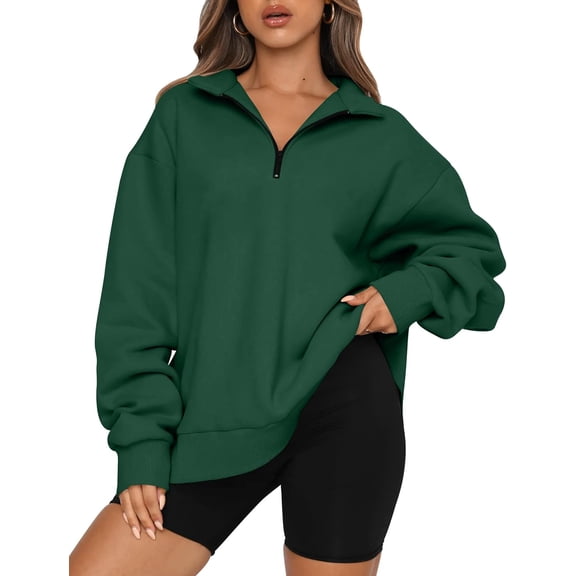 FUNING Womens Oversized Sweatshirts Fall Fashion Hoodies Half Zip Pullover Long Sleeve Shirts Clothes Outfits