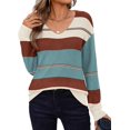thumbnail image 1 of FUNING Womens Sweaters Fall 2025 Long Sleeve Knit Pullover V Neck Lightweight Crochet Sweater Tops Dressy Casual, 1 of 6