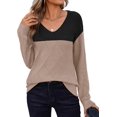 thumbnail image 1 of FUNING Womens Sweaters Fall 2025 Long Sleeve Knit Pullover V Neck Lightweight Crochet Sweater Tops Dressy Casual, 1 of 6