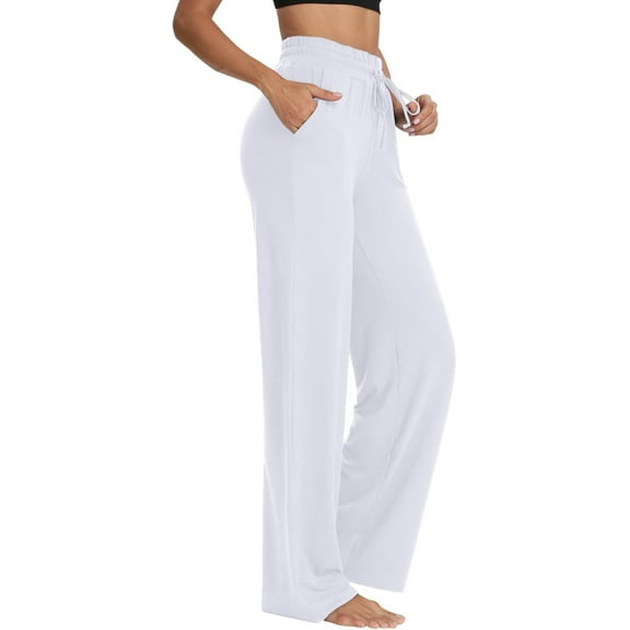 FUNING  Womens Yoga Sweatpants Wide Leg High Waisted Lounge Pajamas Pants Comfy Workout Loose Pants with Pockets