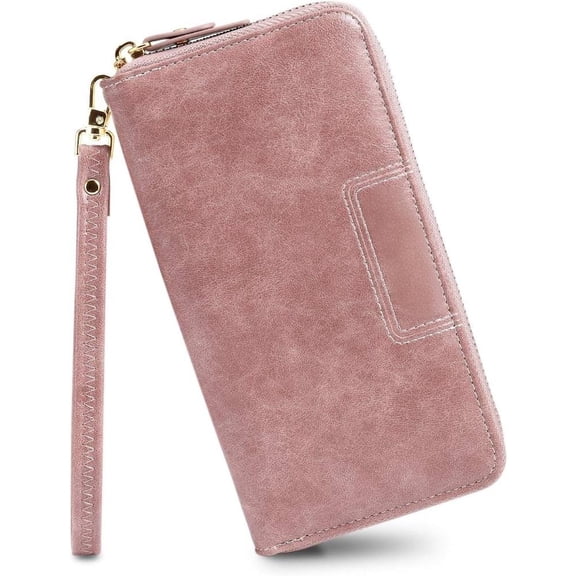 FUNING Wristlet Wallets for Women, Ladies PU Vegan Leather Clutch Wallet Zip around Phone Purse Card Holder Organizer