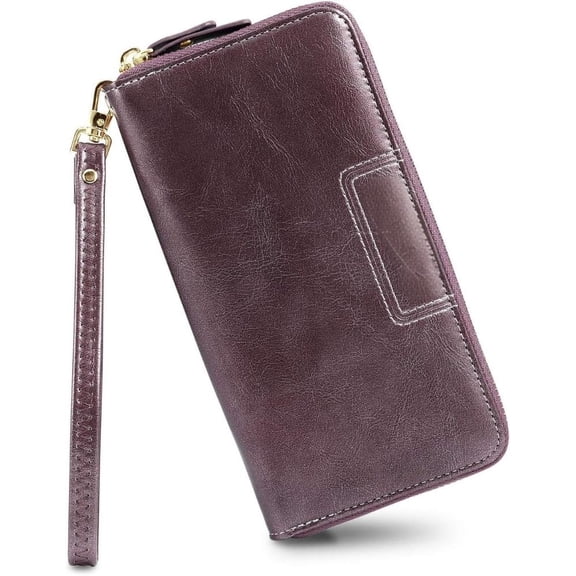 FUNING Wristlet Wallets for Women, Ladies PU Vegan Leather Clutch Wallet Zip around Phone Purse Card Holder Organizer