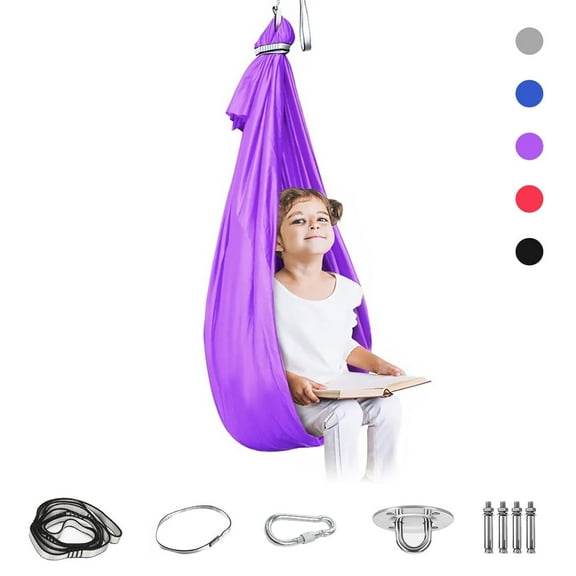 FUNING children's hammock, indoor and outdoor swing, elastic children's sensory aerial yoga hammock