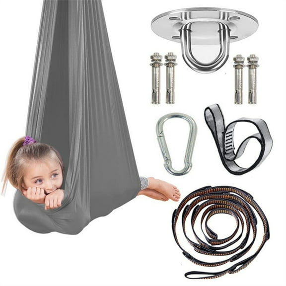 FUNING children's hammock, indoor and outdoor swing, elastic children's sensory aerial yoga hammock