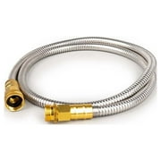 FUNJEE 304 Stainless Steel Metal Garden Hose with Solid Brass Fittings, Heavy Duty Water Hose, Kink Free and Flexible, Crush Resistant, Puncture Resistant (stainless steel hose, 5FT)