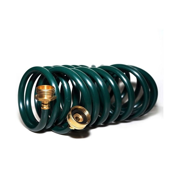 FUNJEE Heavy-Duty EVA Coil Hose Recoil Garden Water Hose with 3/4" GHT Brass Fittings, Corrosion Resistant, Retractable Garden Hose, Boat Hose (Hose, 25FT)