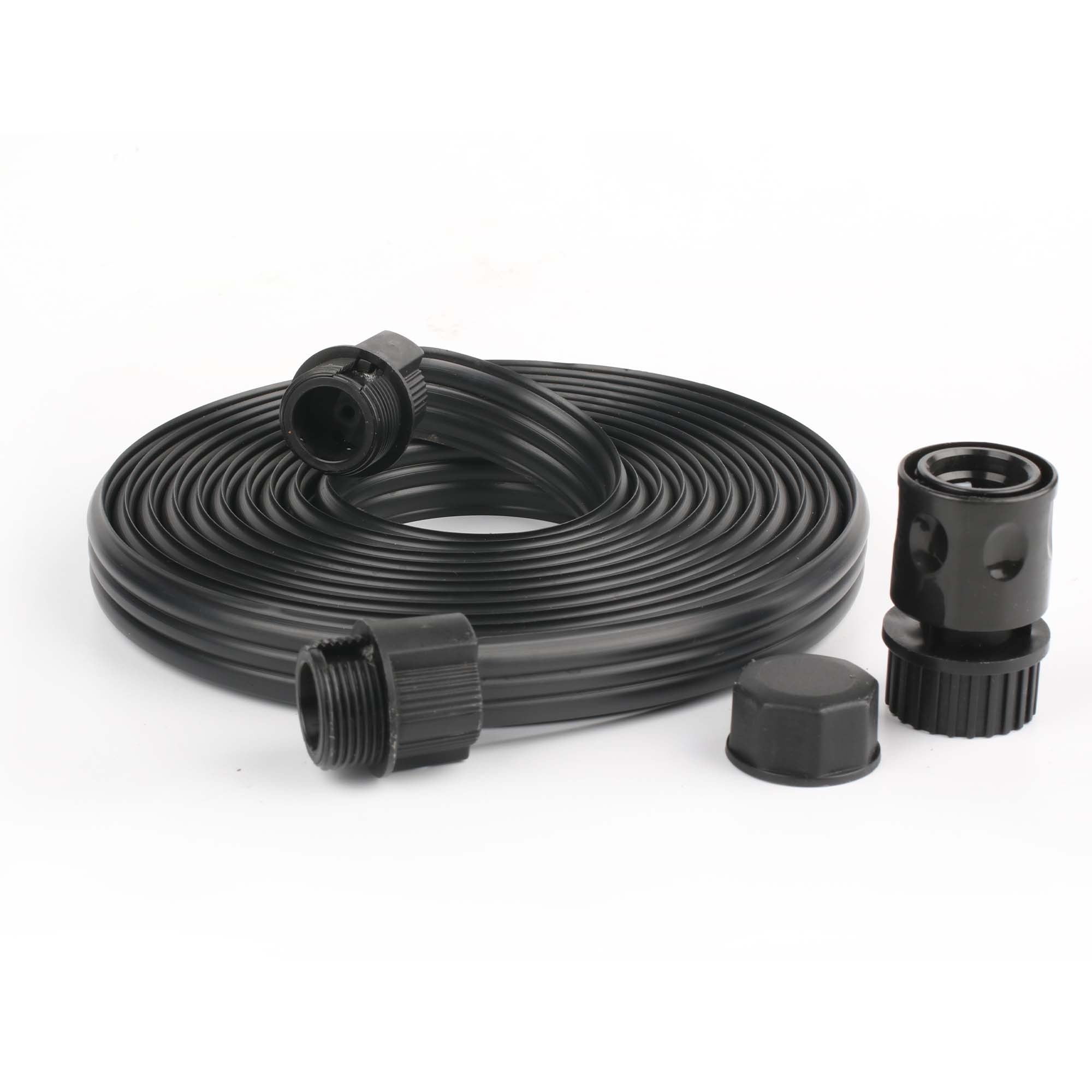 FUNJEE PVC Flat Sprinkler Hose 15ft with Garden Hose Quick Connector 3/