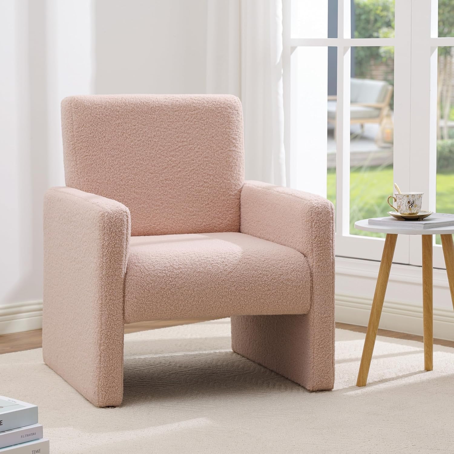 FUNKEEN Modern Accent Chair for Living Room Comfortable Sherpa Chair