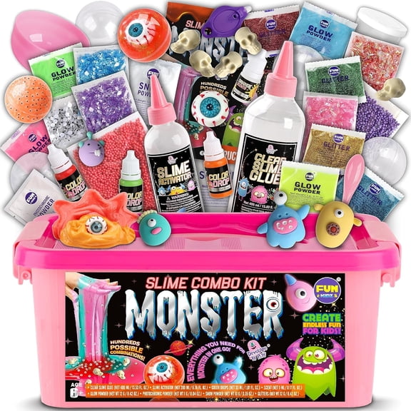 FUNKIDZ Halloween Monster Slime Making Kit, Glow In The Dark Soft Slime Balls With Photochromic Powder, Toy Set For Girls And Kids Ages 6-12