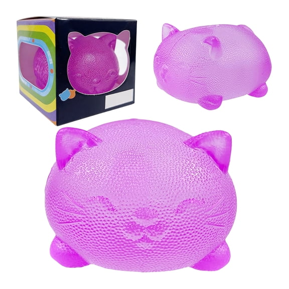 FUNKY KITTEN CAT SQUSHI , STRESS RELIEVER, FIDGET , SENSORY BALL , 1 COLORS MAY VARY, 1 KITTEN PER PACK (Purple)