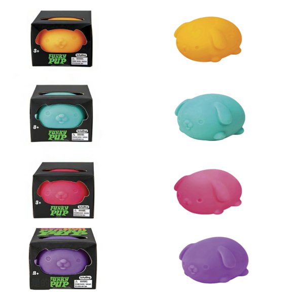FUNKY PUP DOG Squishy Stress Relief Squeeze Toy Soft Durable Novelty Fidget Toy Help Focus Relax Autism ADHD Party Favors Easter Basket Stuffers