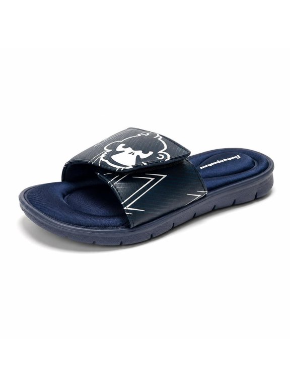 FUNKYMONKEY Men's Slide Sandals with Memory Foam Insole, Navy Monkey, 9