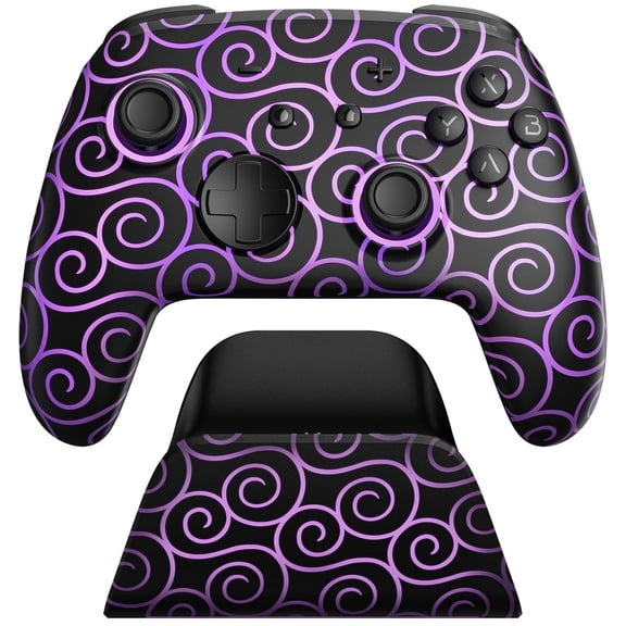 FUNLAB Wireless Pro Controller Compatible with Switch 2/Lite/OLED with Charging Dock, RGB Hall Effect Gamepad, Dual Shock & Motion Control - Purple