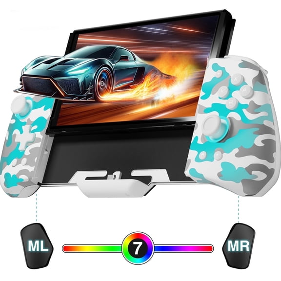 FUNLAB Controller Compatible with Switch 1, Ergonomic Joy-Con Grip, RGB/Turbo/Mapping/Hall - White