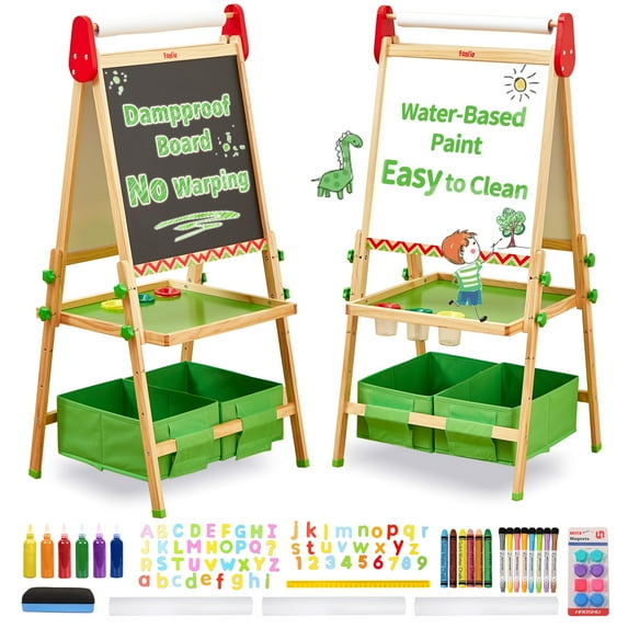 FUNLIO 3 Height Adjustable Art Easel for Kids Aged 2-8,Green