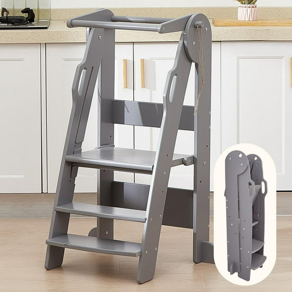 FUNLIO Foldable Step Stools , 3-Level Height Adjustable Toddler Tower