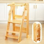 FUNLIO Toddler Tower Foldable, 3-Level Height Adjustable Baby Step Stools