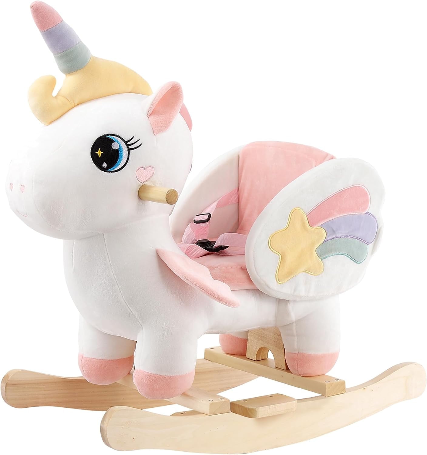 FUNLIO Unicorn Baby Rocking Horse, Rainbow Fairy for Toddlers 6-36 Months, White