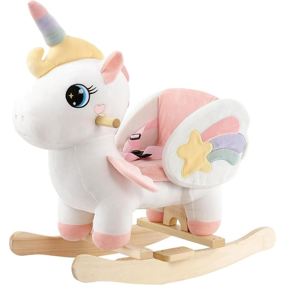 FUNLIO Unicorn Baby Rocking Horse, Rainbow Fairy for Toddlers 6-36 Months, White