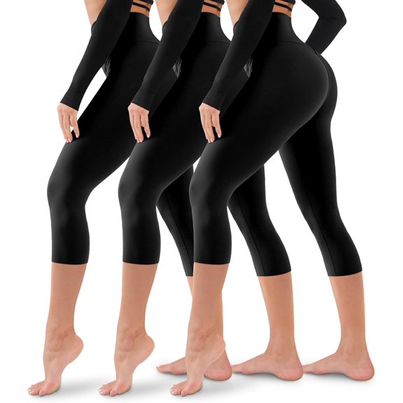 FUNNING 3 Pack Leggings for Women-No See-Through High Waisted Tummy Control Yoga Pants Workout Running Legging