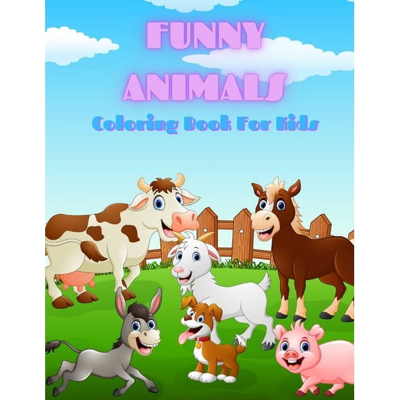 FUNNY ANIMALS - Coloring Book For Kids, (Paperback)