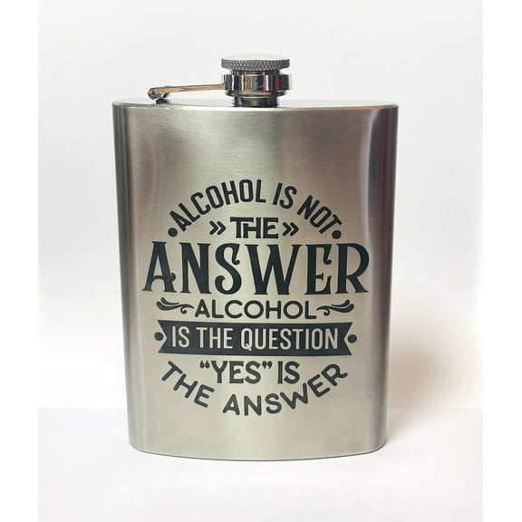 FUNNY FLASKS -- 8 oz. Stainless Steel Hip Flasks with Novelty Saying