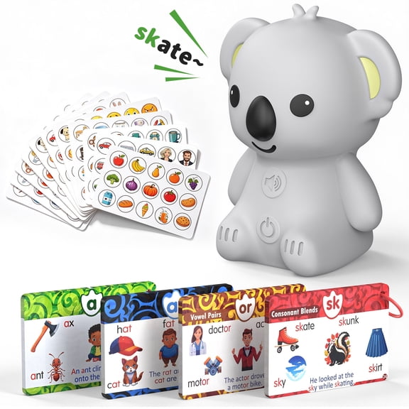 FUNNY PANDA Koala Shaped Talking Pen with Phonics Flash Cards,Interactive Preschool Learning Toy,Kids Talking Reader, Autism Sensory Educational Game for Ages 3+