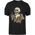 thumbnail image 1 of FUNNY beer T-shirt Men's Tee with skull Casual Crew Neck, Geometric-pattern, Perfect for All-season, 1 of 10