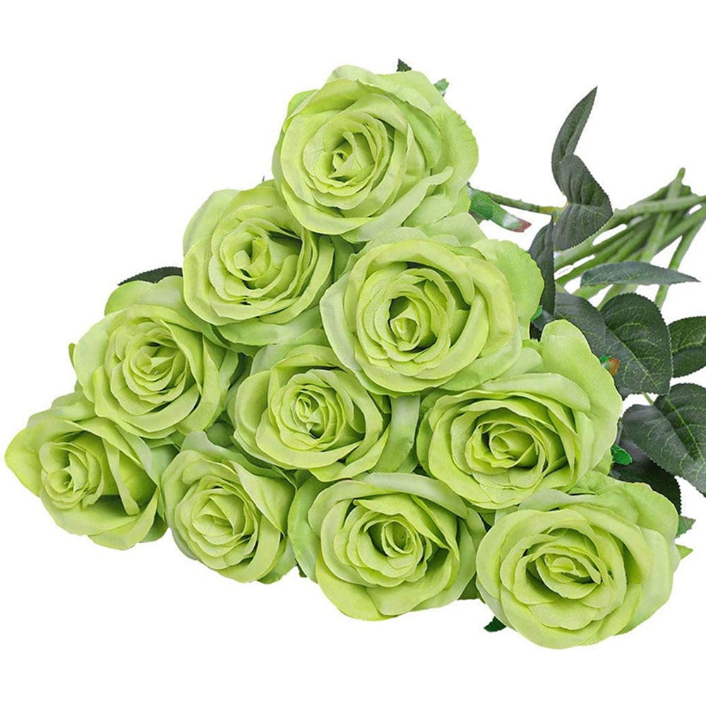 Artificial Flowers, Ribbon Roses, 0.75-inch, Pistachio Green