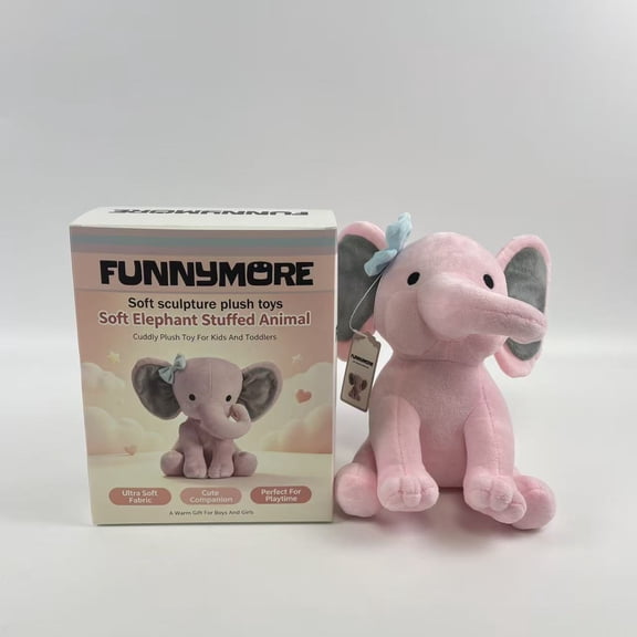 FUNNYMORE Soft sculpture plush toys,Bedtime Originals Twinkle Toes Pink Elephant Plush, 1 Count (Pack of 1)