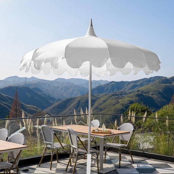 FUNSITE 7ft  Pagoda Umbrella with Heavy Duty Pole and Curved Ribs,  Protect Pool Shade for Garden