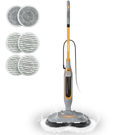 FUNSTEAM Dual-Spin Steam Mop 230 RPM with 235°F Steam for Hardwood & Tile
