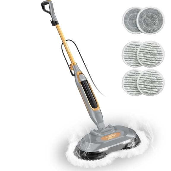 FUNSTEAM Dual-Spin Steam Mop 230 RPM with 235°F Steam for Hardwood & Tile