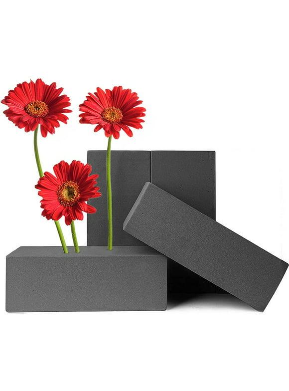 FUNSTITUTION Floral Foam Blocks Set of 4 Dry Foam Bricks for Artificial and Fresh Flower Arrangements, Gray