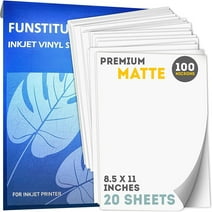 FUNSTITUTION Matte Vinyl Sticker Paper for Inkjet Printers School Supplies, 20 Sheets