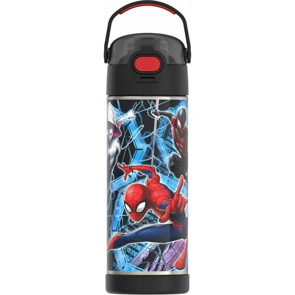 FUNTAINER 16 Ounce Stainless Steel Vacuum Insulated Bottle with Wide Spout Lid, Spiderman