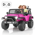 thumbnail image 1 of FUNTOK 12V 7AH 2 Seater Electric Ride on Toys, Kids Battery Powered Ride Truck, Motorized Car for Toddlers w/ Remote Control, Bluetooth, Spring Suspension, MP3 Player & LED Lights,Pink, 1 of 7