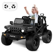 FUNTOK 12V 7AH Kids Ride on Toys, Electric Ride on Car Truck Battery Powered Vehicle w/ Parent Remote Control, Bluetooth, Spring Suspension, MP3 Player & LED Lights, 3 Speeds,Black