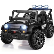 FUNTOK 24V 2 Seater Kids Ride on Toys w/ 20 Large Seat, 4 x 200W Motor, 2WD/4WD Switchable Ride on Truck, 3 Speeds w/ Remote Control/LED Lights/Music/Bluetooth, Black