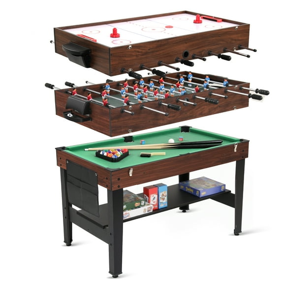 FUNTOK 3 in 1 Game Table with Air Hockey, Foosball, Pool, 48'' Multi Game Table with All Accessories & Storage, Combo Game Table Professional Level for Adults Kids Family Game Room